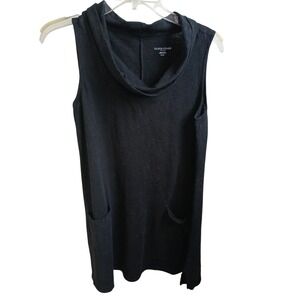 Eileen Fisher‎ Black Sleeveless Cowl Neck Hemp Organic Pocket Dress Small Petite